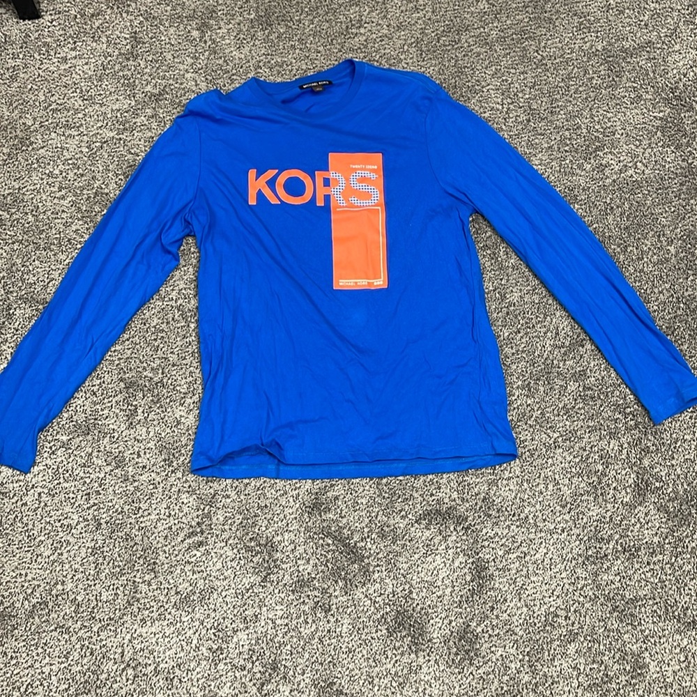 Men’s Michael Kors Long Sleeve T-Shirt Large Blue Like New
